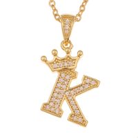 Wholesale Jewelry Crown 26 English Letter Pendant Copper Necklace Nihaojewelry sku image 11