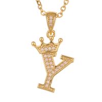 Wholesale Jewelry Crown 26 English Letter Pendant Copper Necklace Nihaojewelry sku image 25
