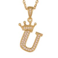 Wholesale Jewelry Crown 26 English Letter Pendant Copper Necklace Nihaojewelry sku image 21