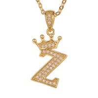 Wholesale Jewelry Crown 26 English Letter Pendant Copper Necklace Nihaojewelry sku image 26