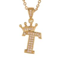 Wholesale Jewelry Crown 26 English Letter Pendant Copper Necklace Nihaojewelry sku image 20