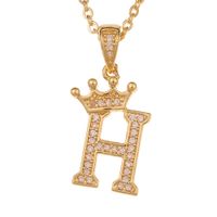 Wholesale Jewelry Crown 26 English Letter Pendant Copper Necklace Nihaojewelry sku image 8