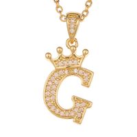 Wholesale Jewelry Crown 26 English Letter Pendant Copper Necklace Nihaojewelry sku image 7