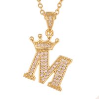 Wholesale Jewelry Crown 26 English Letter Pendant Copper Necklace Nihaojewelry sku image 13