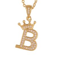 Wholesale Jewelry Crown 26 English Letter Pendant Copper Necklace Nihaojewelry sku image 2