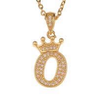Wholesale Jewelry Crown 26 English Letter Pendant Copper Necklace Nihaojewelry sku image 15
