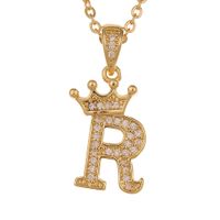 Wholesale Jewelry Crown 26 English Letter Pendant Copper Necklace Nihaojewelry sku image 18