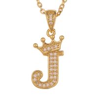 Wholesale Jewelry Crown 26 English Letter Pendant Copper Necklace Nihaojewelry sku image 10