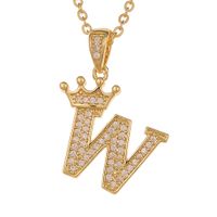 Wholesale Jewelry Crown 26 English Letter Pendant Copper Necklace Nihaojewelry sku image 23