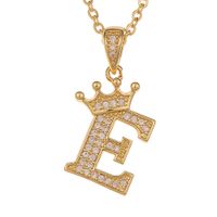 Wholesale Jewelry Crown 26 English Letter Pendant Copper Necklace Nihaojewelry sku image 5