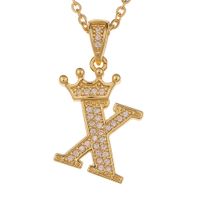 Wholesale Jewelry Crown 26 English Letter Pendant Copper Necklace Nihaojewelry sku image 24