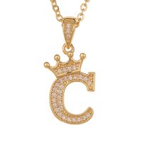 Wholesale Jewelry Crown 26 English Letter Pendant Copper Necklace Nihaojewelry sku image 3