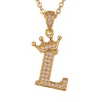 Wholesale Jewelry Crown 26 English Letter Pendant Copper Necklace Nihaojewelry sku image 12