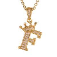 Wholesale Jewelry Crown 26 English Letter Pendant Copper Necklace Nihaojewelry sku image 6