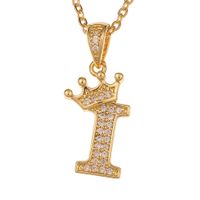 Wholesale Jewelry Crown 26 English Letter Pendant Copper Necklace Nihaojewelry sku image 9