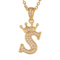 Wholesale Jewelry Crown 26 English Letter Pendant Copper Necklace Nihaojewelry sku image 19