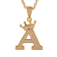 Wholesale Jewelry Crown 26 English Letter Pendant Copper Necklace Nihaojewelry sku image 1