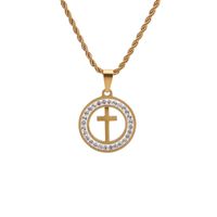 Nihaojewelry Exaggerated Style Twist Chain Heart Cross Pendant Necklace Wholesale Jewelry sku image 7