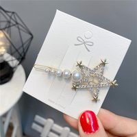 Nihaojewelry Diamant Creux Étoile Lune Perle Métal Épingle À Cheveux Bijoux En Gros sku image 1