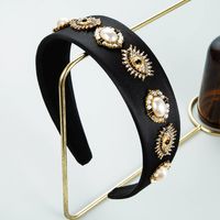 Wholesale Jewelry Baroque Rhinestone Broad-brim Fabric Pearl Headband Nihaojewelry sku image 1