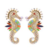 Nihaojewelry Jewelry Wholesale Fashion Color Diamond Seahorse Earrings sku image 1