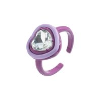 Nihaojewelry Simple Candy Color Diamond Love Opening Ring Wholesale Jewelry sku image 2