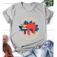 Nihaojewelry Cartoon Sloth English Print Casual Camiseta De Manga Corta Al Por Mayor sku image 3