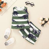 Cross-border Products In Stock New Boys Vest Suit Children's Korean-style Cartoon Dinosaur Clothes Shorts Two-piece Set main image 2