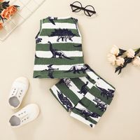 Cross-border Products In Stock New Boys Vest Suit Children's Korean-style Cartoon Dinosaur Clothes Shorts Two-piece Set main image 3