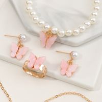 Wholesale Jewelry Butterfly Pearl Children's Necklaces Bracelets Ring Earrings Set Nihaojewelry main image 5
