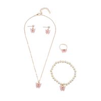 Wholesale Jewelry Butterfly Pearl Children's Necklaces Bracelets Ring Earrings Set Nihaojewelry main image 6