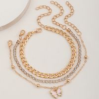 Wholesale Jewelry Children's Pink Butterfly Diamond Pendant Multilayer Bracelet Set Nihaojewelry main image 1