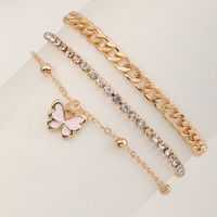 Wholesale Jewelry Children's Pink Butterfly Diamond Pendant Multilayer Bracelet Set Nihaojewelry main image 3