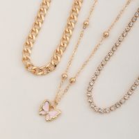 Wholesale Jewelry Children's Pink Butterfly Diamond Pendant Multilayer Bracelet Set Nihaojewelry main image 4