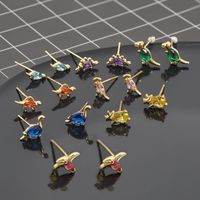 Nihaojewelry Cartoon Small Dinosaur Inlaid Zircon Animal Earrings Wholesale Jewelry main image 1