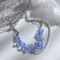 Wholesale Fashion Translucent Blue Crystal Pearl Chain Double-layer Necklace Nihaojewelry main image 4