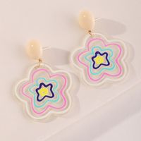 Nihaojewelry Contrast Color Resin Five-pointed Star Earrings Wholesale Jewelry main image 3