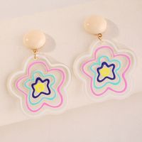 Nihaojewelry Contrast Color Resin Five-pointed Star Earrings Wholesale Jewelry main image 4