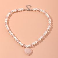 Wholesale Jewelry Children's Pearl Crystal Heart Pendant Necklace Nihaojewelry sku image 1