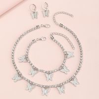 Wholesale Jewelry Children's Butterfly Pendant Necklace Earring Bracelet Three-piece Set Nihaojewelry sku image 3