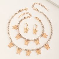 Wholesale Jewelry Children's Butterfly Pendant Necklace Earring Bracelet Three-piece Set Nihaojewelry sku image 1