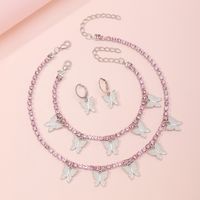 Wholesale Jewelry Children's Butterfly Pendant Necklace Earring Bracelet Three-piece Set Nihaojewelry sku image 2