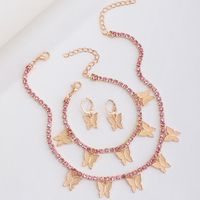 Wholesale Jewelry Children's Butterfly Pendant Necklace Earring Bracelet Three-piece Set Nihaojewelry sku image 4