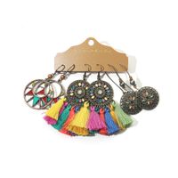 Nihaojewelry Wholesale Jewelry Retro Alloy Long Tassel Earrings Set sku image 1
