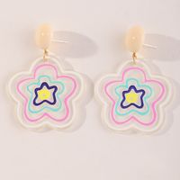 Nihaojewelry Contrast Color Resin Five-pointed Star Earrings Wholesale Jewelry sku image 1