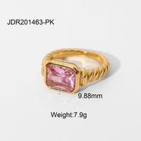 Stainless Steel Zircon Gold Plated sku image 4