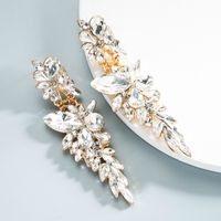 Wholesale Jewelry Alloy Diamond Glass Diamond Flower Long Earrings Nihaojewelry sku image 1