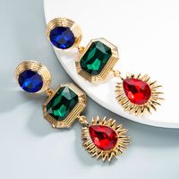 Fashion Heart Diamond Alloy Artificial Gemstones Earrings sku image 1