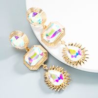 Fashion Heart Diamond Alloy Artificial Gemstones Earrings sku image 3