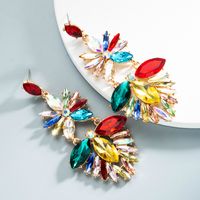 Wholesale Jewelry Multi-layer Willow Leaf-shaped Diamond-studded Geometric Flower Earrings Nihaojewelry sku image 1